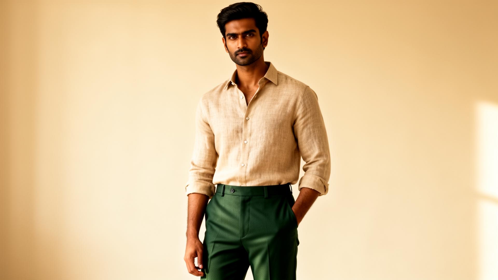 Model wearing premium linen shirt from ANA Fashions menswear collection